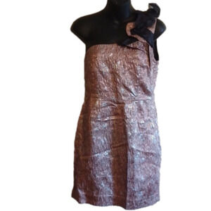 Haniiy lightweight Copper/ metallic one shoulder dress. See measurements.